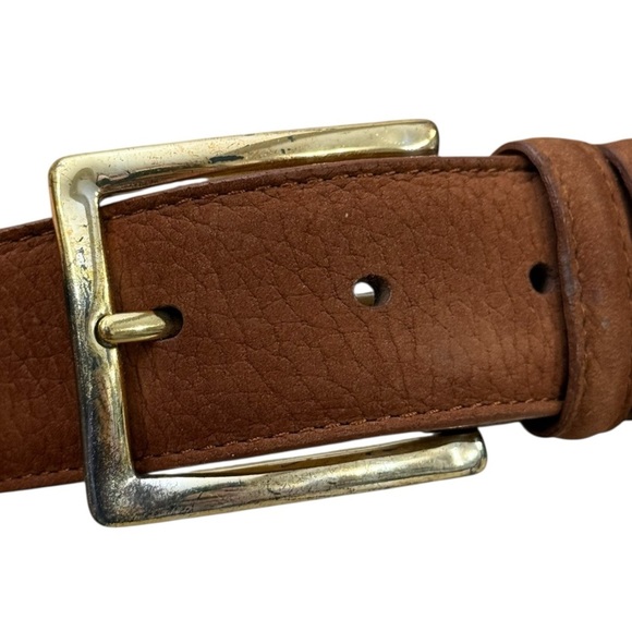 Leyva Handmade Brown Suede Leather Belt w Multicolor Inlay Men’s Size 38 - Picture 4 of 9